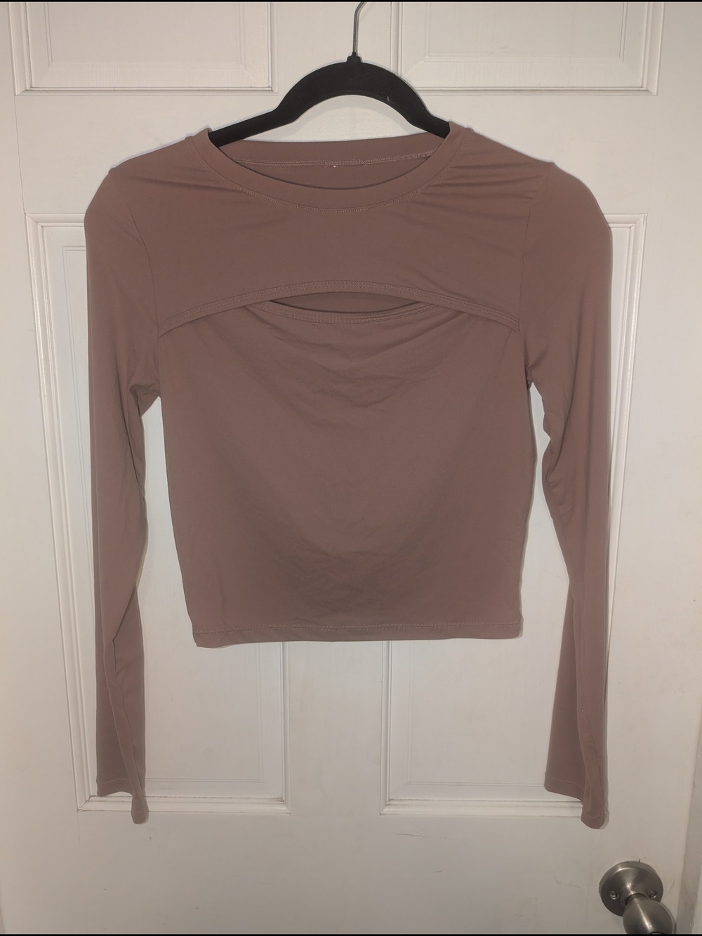*MOVING SALE* Long-Sleeve Cutout Crop Top - Mauve Pink